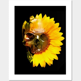 bizarre Skull with Sunflower Posters and Art